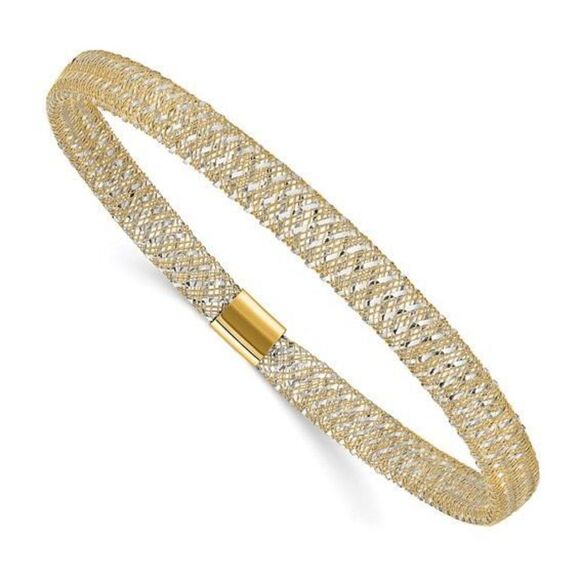 Leslie's 14K Two-tone Polished Stretch Bangle, Brand New - Picture 1 of 7